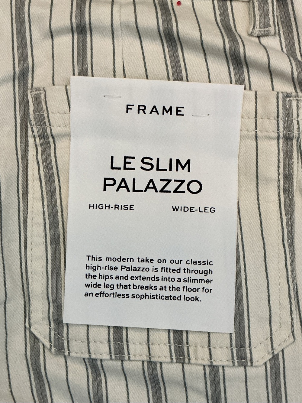 Frame Le Slim Palazzo 27 HighRise white/blue stripe  Wide Leg Jeans - Picture 11 of 11